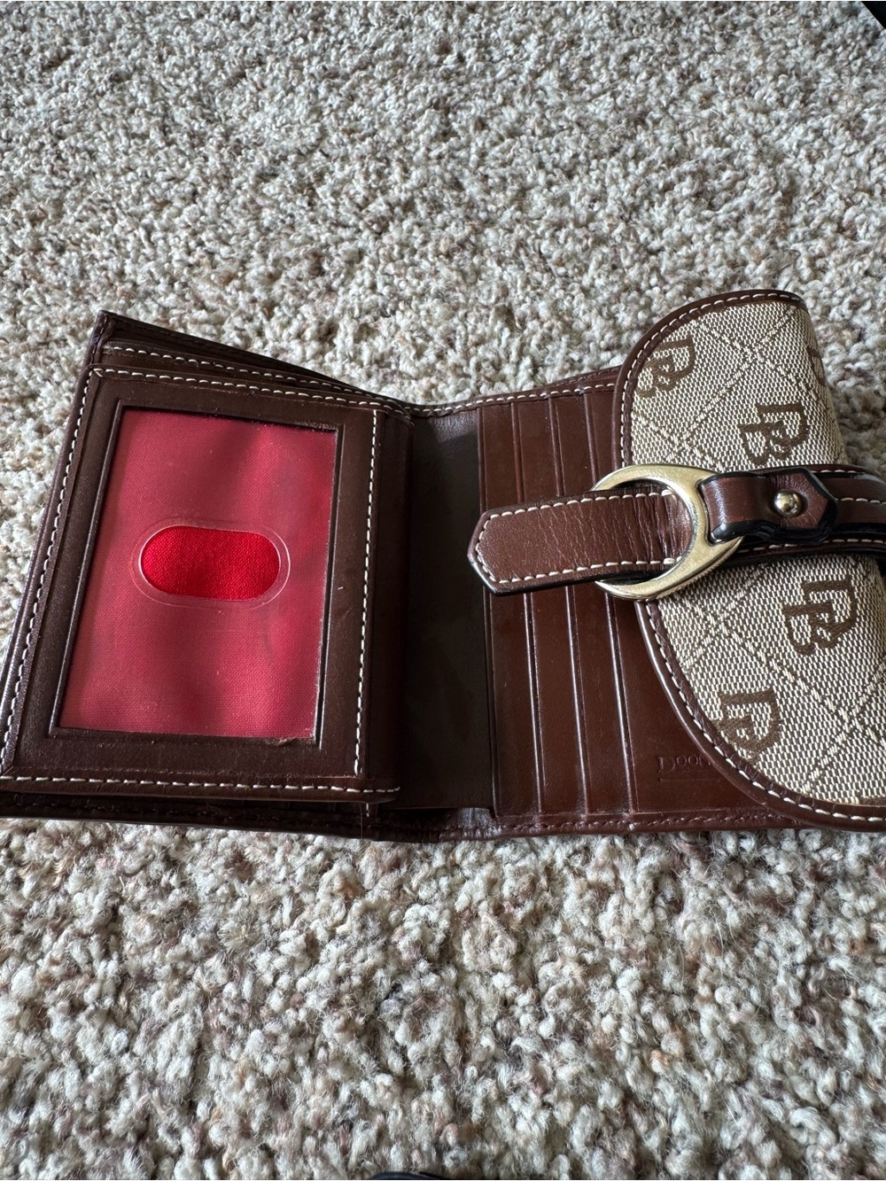 Vintage Dooney & Bourke Monogram Jacquard Bifold Wallet - Brown & Tan - Picture 5 of 7